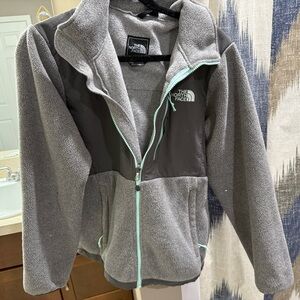 The North Face Gray and Teal Puffer Coat
